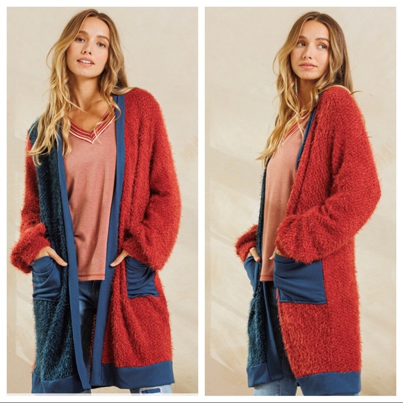 Fabulous Chic Color Block Long Cardigan - Picture 2 of 5